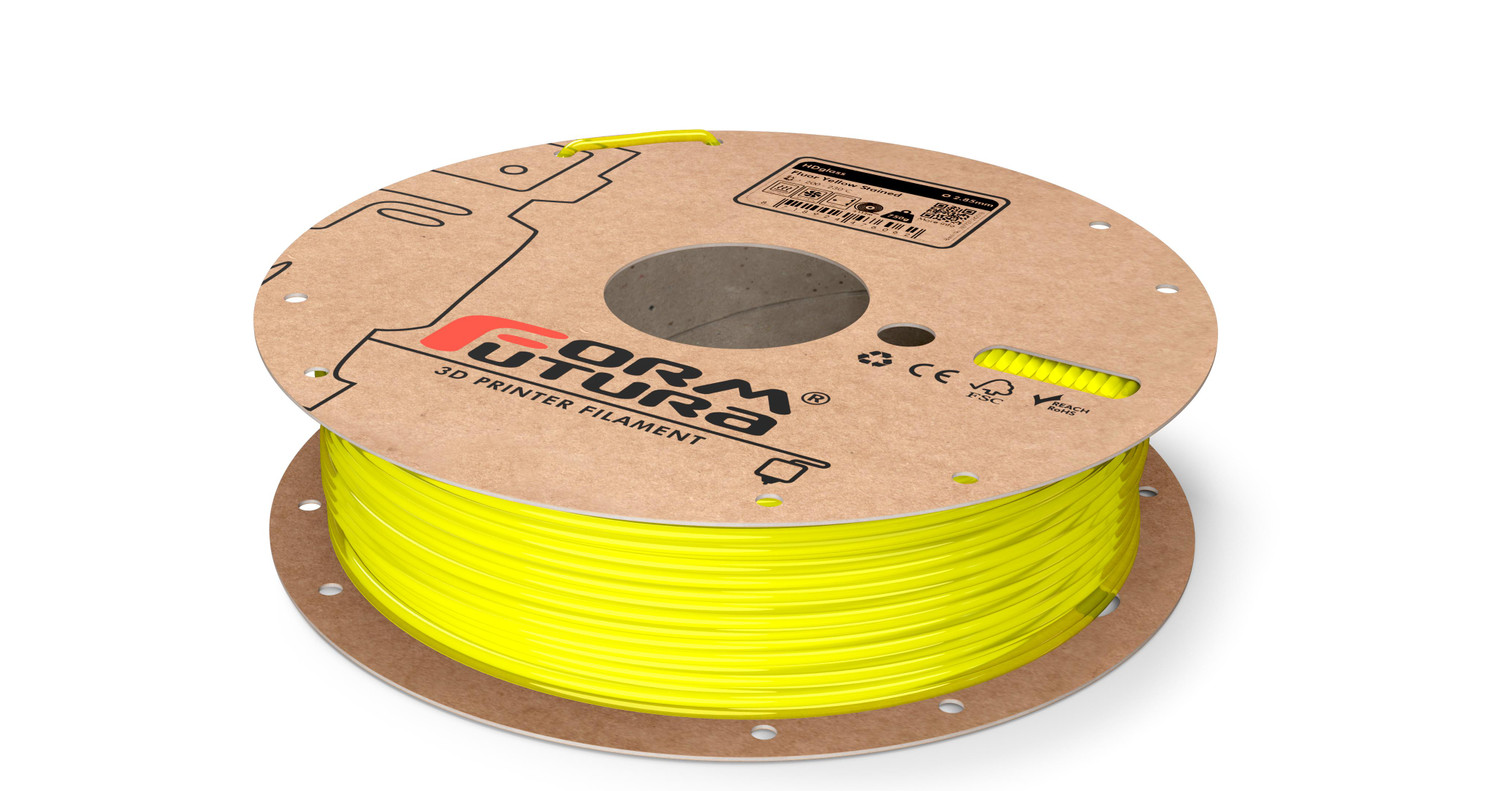 PETG Filament HDglass 2.85mm Fluor Yellow Stained 750 gram 3D Printer Filament (285HDGLA-FLYLST-0750)