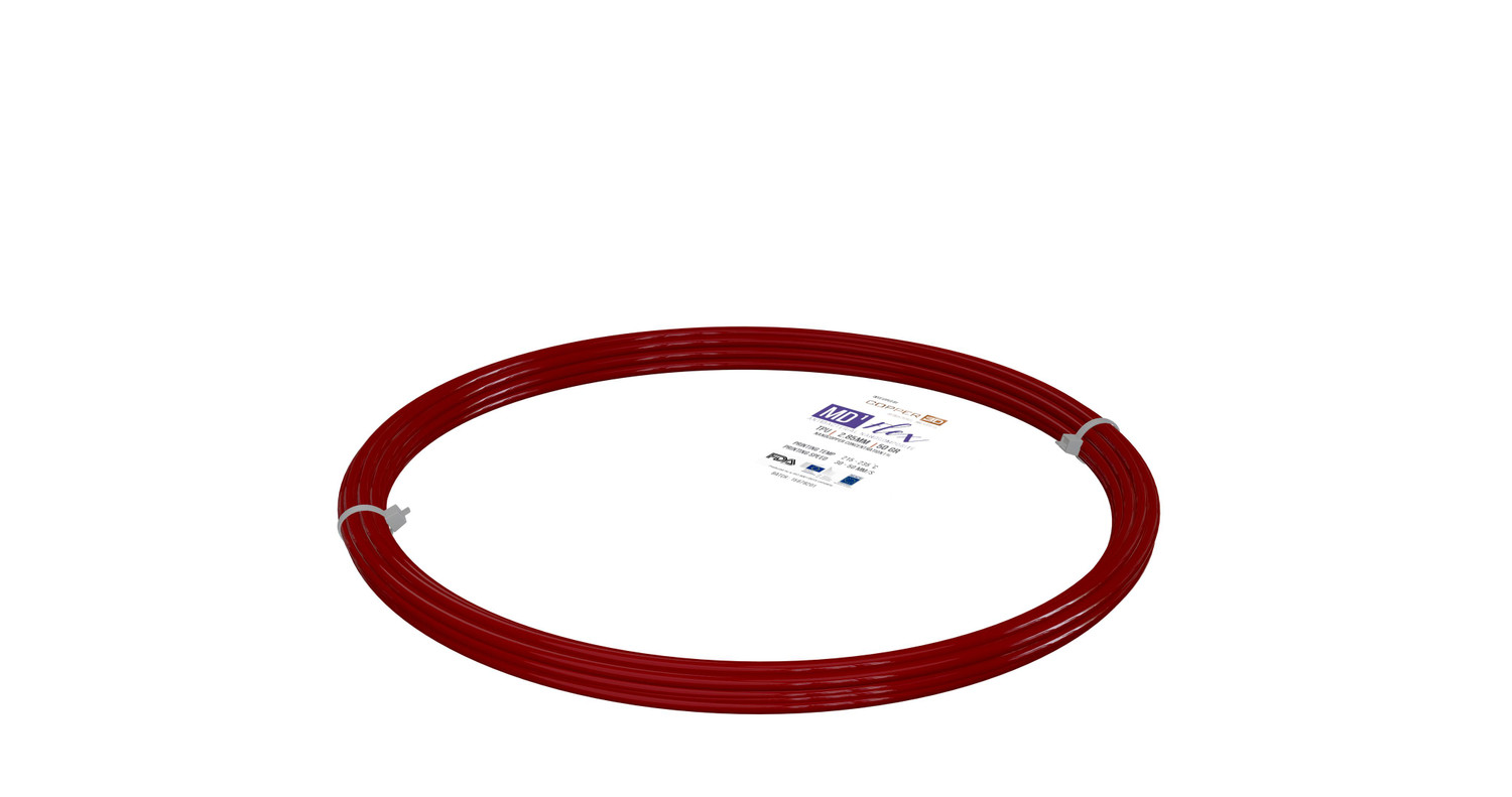 TPU Filament MD FLEX 2.85mm 50 gram Red 3D Printer Filament - 285MDFLEX-RED-0050 shop at AUSTiC 3D Shop