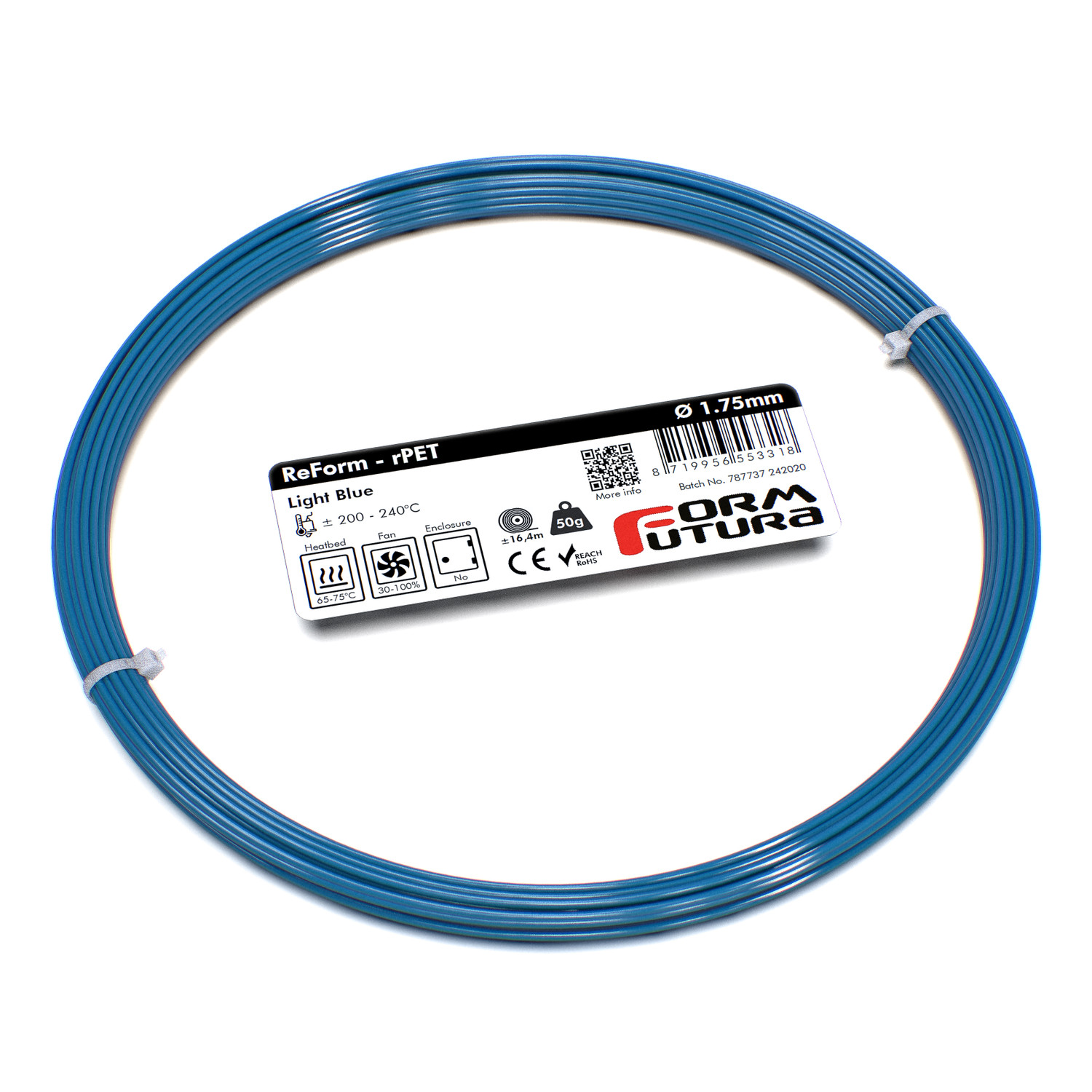 Glass feel recycled PETG Filament ReForm - rPET 2.85mm 50 gram Light Blue 3D Printer Filament - 285RPET-LIBL-0050 shop at AUSTiC 3D Shop