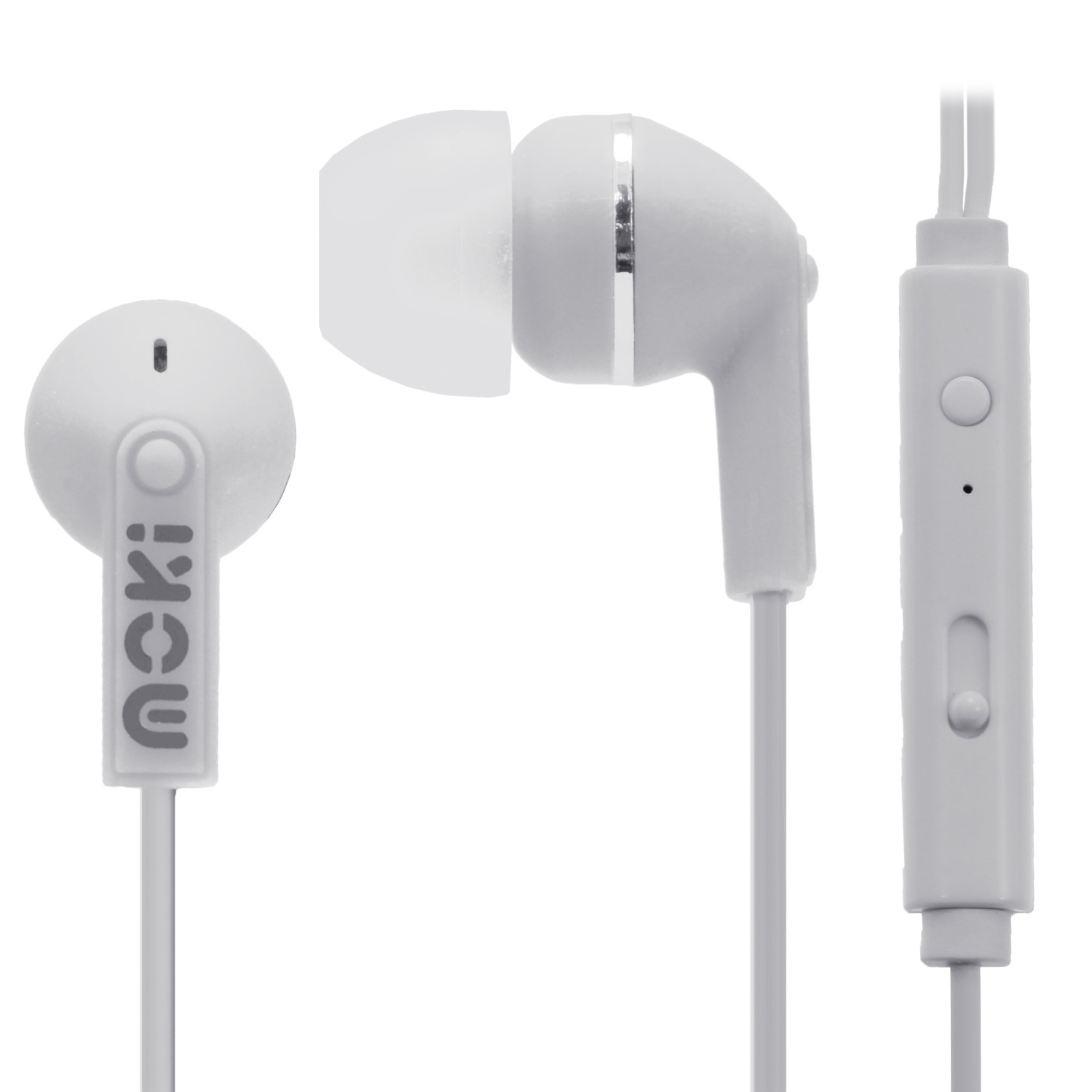 MOKI Noise Isolation + Mic Earbuds - White