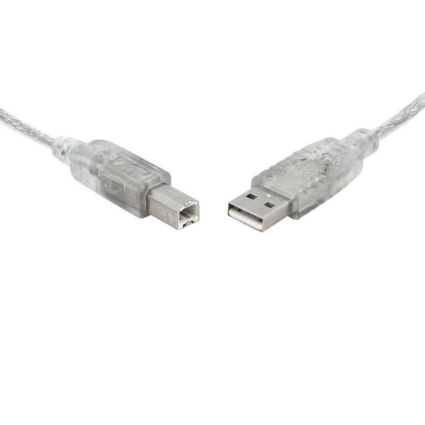 8WARE USB 2.0 Cable 5m A to B Transparent Metal Sheath UL Approved - L-CB8W-UC-2005AB at AUSTiC 3D Shop