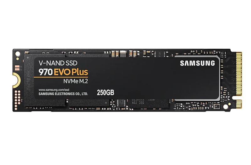 SAMSUNG 970 EVO PLUS M.2 250GB MLC V-NAND 3-bit NVME MLC 3,500MB/s 2,300MB/s, 370K/500K IOPS, 150TBW 970