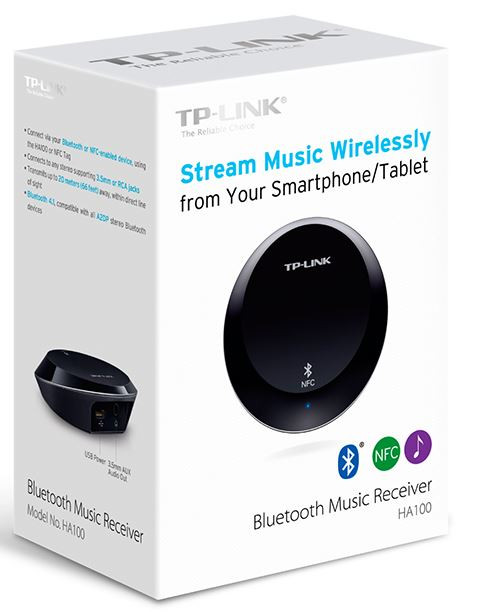 TP-LINK HA100 Bluetooth NFC Music Audio Receiver Transmitter up to 20 meters 3.5mm RCA 5V 1A USB Power for iPhone iPad Android Windows Smartphone