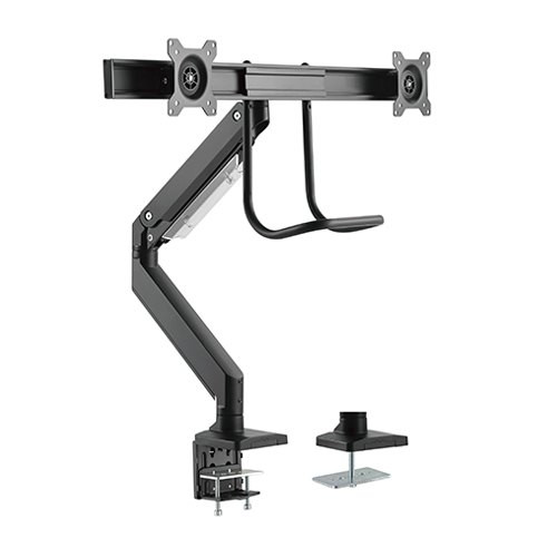 BRATECK Dual Monitors Aluminum Heavy-Duty Gas Spring Monitor Arm with Handle Fit Most 17‘-32’ Monitors Up to 8kg per screen VESA 75x75/100x100