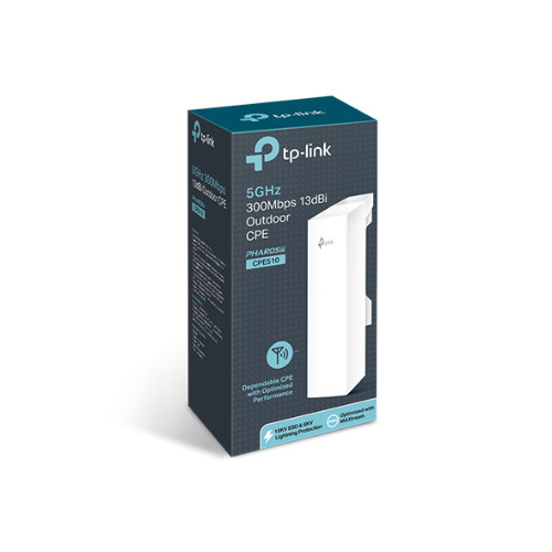 TP-LINK CPE510 5GHz 300Mbps 13dBi Outdoor CPE Access Point up to 27dBm, 2T2R, 802.11a/n, 16dBi directional antenna, Weather proof ~NWTL-CPE520