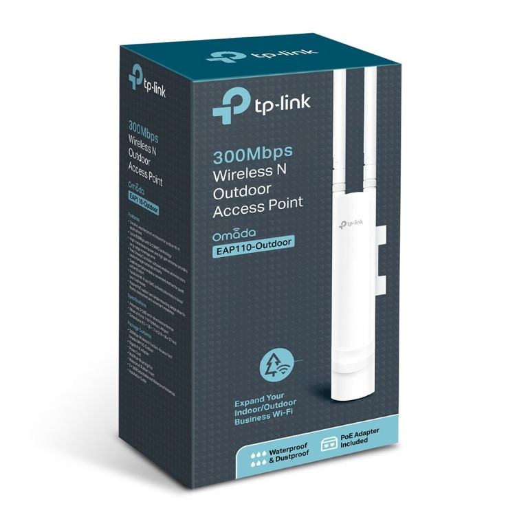 TP-LINK EAP110 Outdoor 300Mbps Wireless N Outdoor Access Point 1xRJ45 Passive PoE 2*5dBi External Omni waterproof Antenna Pole/Wall Mounting