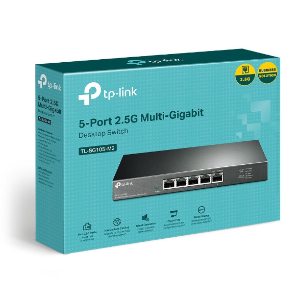 TP-LINK TL-SG105-M2 5-Port 2.5G Desktop Switch, Up To 25Gbps of Switching Capacity, 2.5G WiFi 6 AP, 4K Video, Wall-Mountable, Plug and Play, Fanless - L-NWTL-SG105-M2 shop at AUSTiC 3D Shop