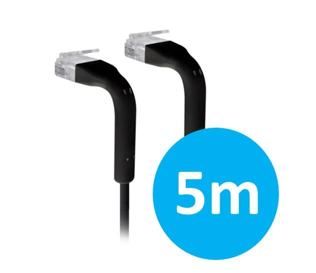 UBIQUITI patch cable with both end bendable RJ45 5m - Black