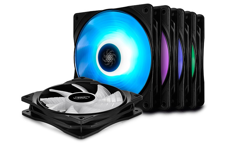 DEEPCOOL RF 120M 120mm High Brightness RGB Fans (5 In 1 Pack With 2 Fan Hubs, Sync Cable)