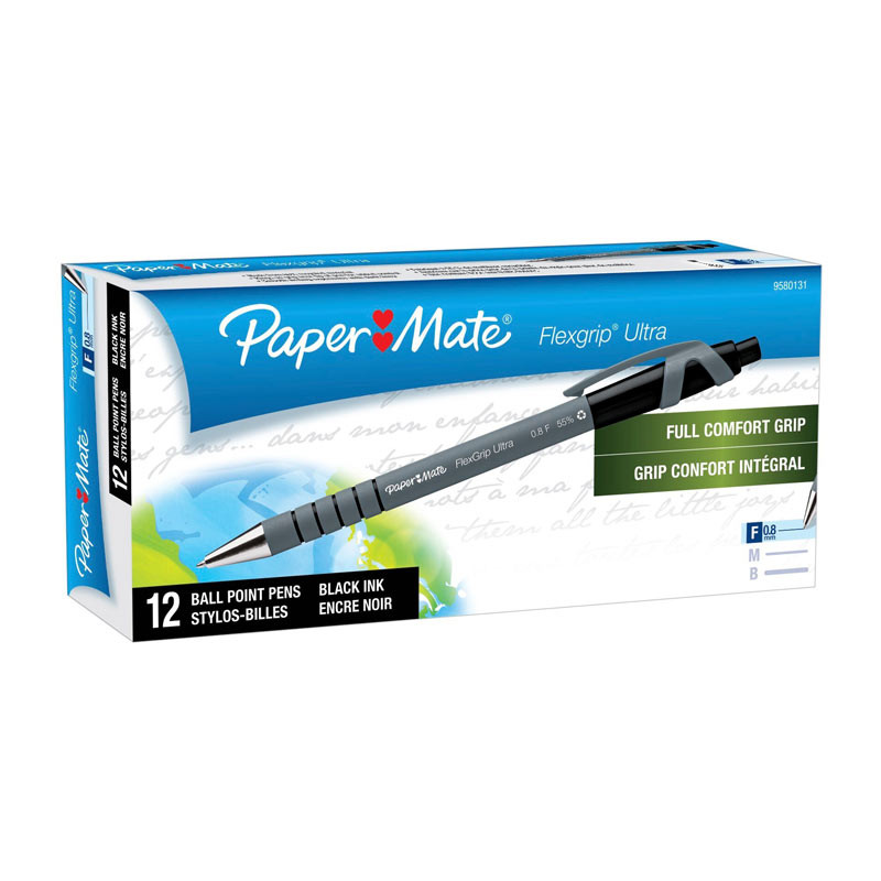 PAPER MATE FlxGrp RT BP 0.8mm Blk Bx12