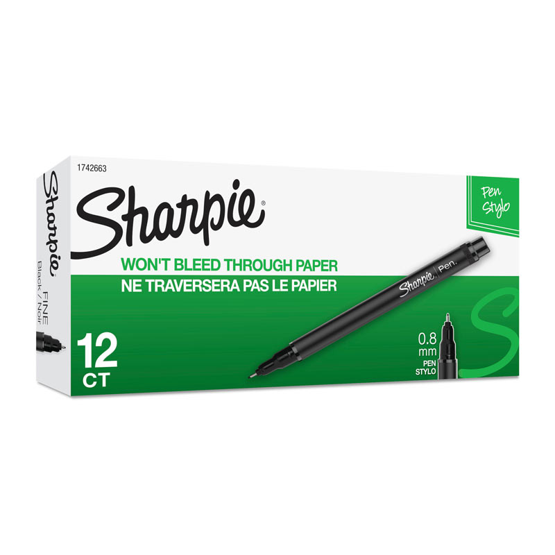 SHARPIE Fineliner Pen Blk Bx12