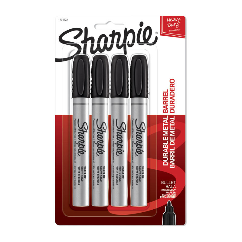 SHARPIE Met Perm Mrkr Blt Blk Pk4