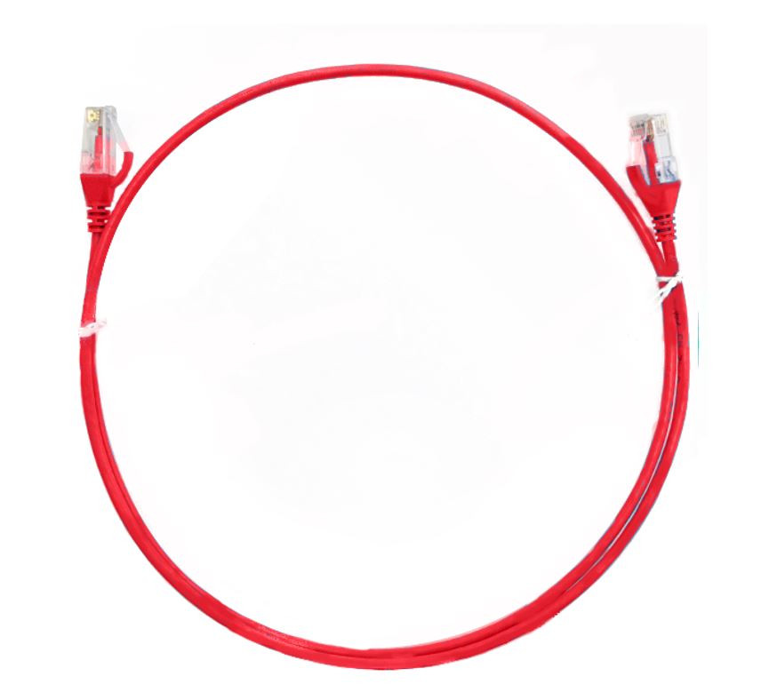 8WARE CAT6 Ultra Thin Slim Cable 0.25m / 25cm - Red Color Premium RJ45 Ethernet Network LAN UTP Patch Cord 26AWG