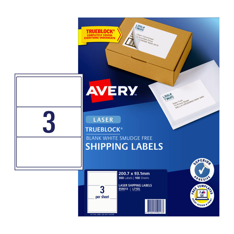 AVERY Laser Label L7155 3Up Pk100