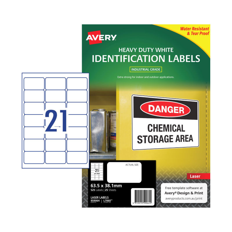 AVERY Laser Lbl L7060 21Up Pk25