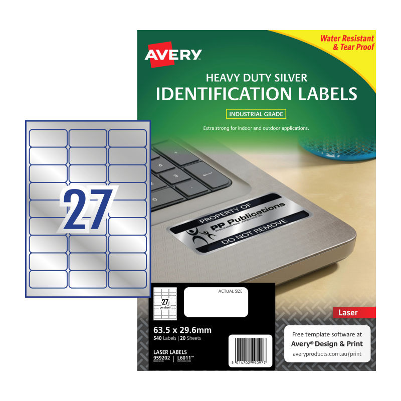 AVERY Laser Label L6011 27Up Pack of t20 - D-AV959202 shop at AUSTiC 3D Shop