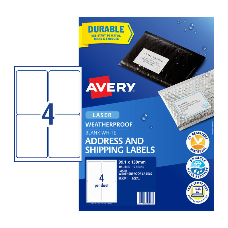 AVERY Laser Label L7071 4Up Pack of 10 - D-AV959411 shop at AUSTiC 3D Shop