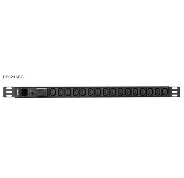 ATEN 0U 16-port Basic PDU with Surge Protection, 100-240VAC, 16AMax, 50-60Hz, 16 x IEC C13, Overcurrent Protection, Aluminum material
