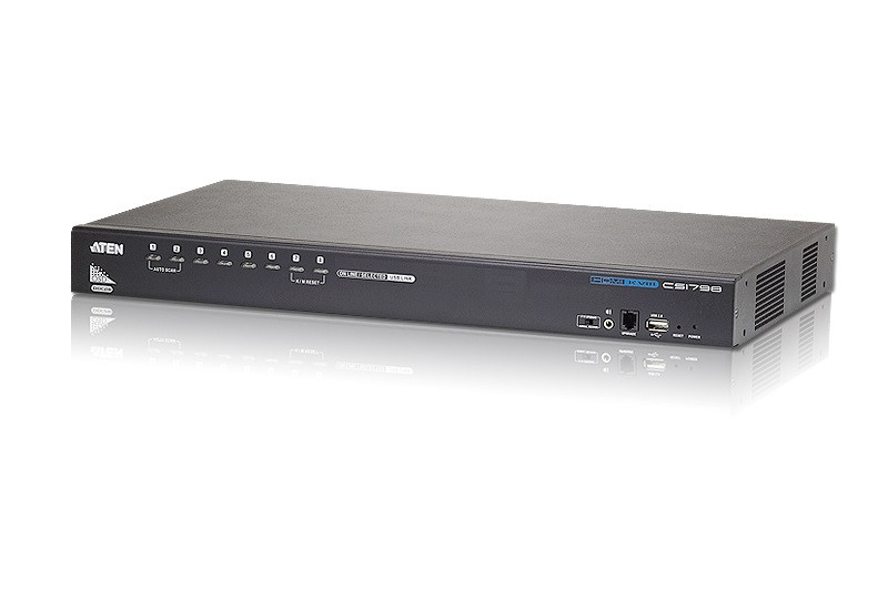 ATEN Desktop KVM Switch 8 Port Single Display HDMI w/ Audio, 2x Custom KVM Cables Included, Cascadable Up to 512 Computers via 3 Levels, Multi Display