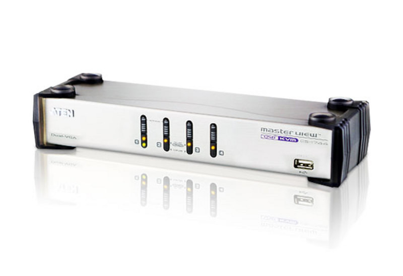 ATEN Desktop KVMP Switch 4 Port Dual Display VGA w/ audio, 4x Custom KVM Cables Included, 2x USB Port, Selection Via Front Panel - L-KVA-CS-1744 shop at AUSTiC 3D Shop