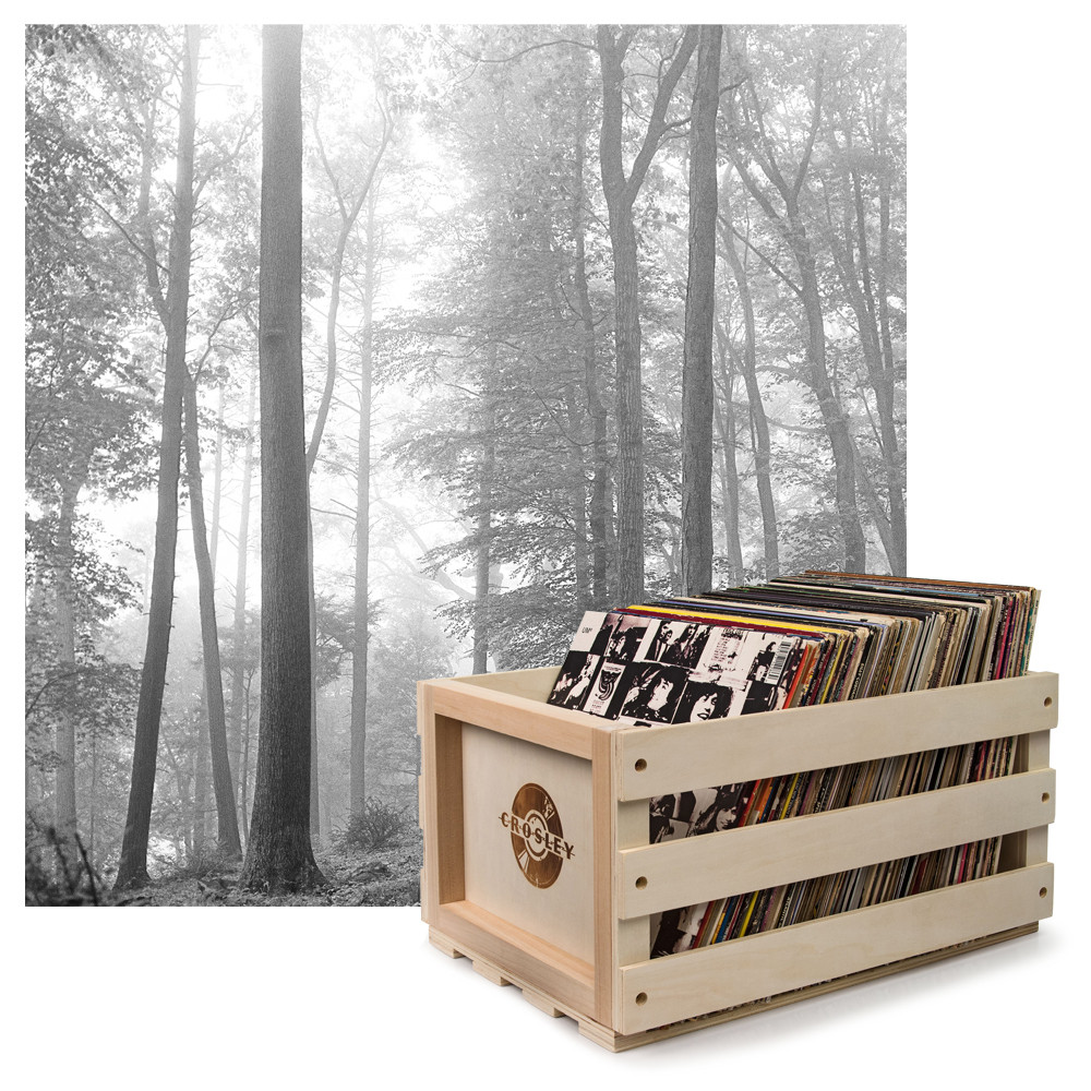 UNIVERSAL MUSIC Crosley Record Storage Crate & TAYLOR SWIFT FOLKLORE (IN THE TREES EDITION) - DOUBLE VINYL ALBUM Bundle