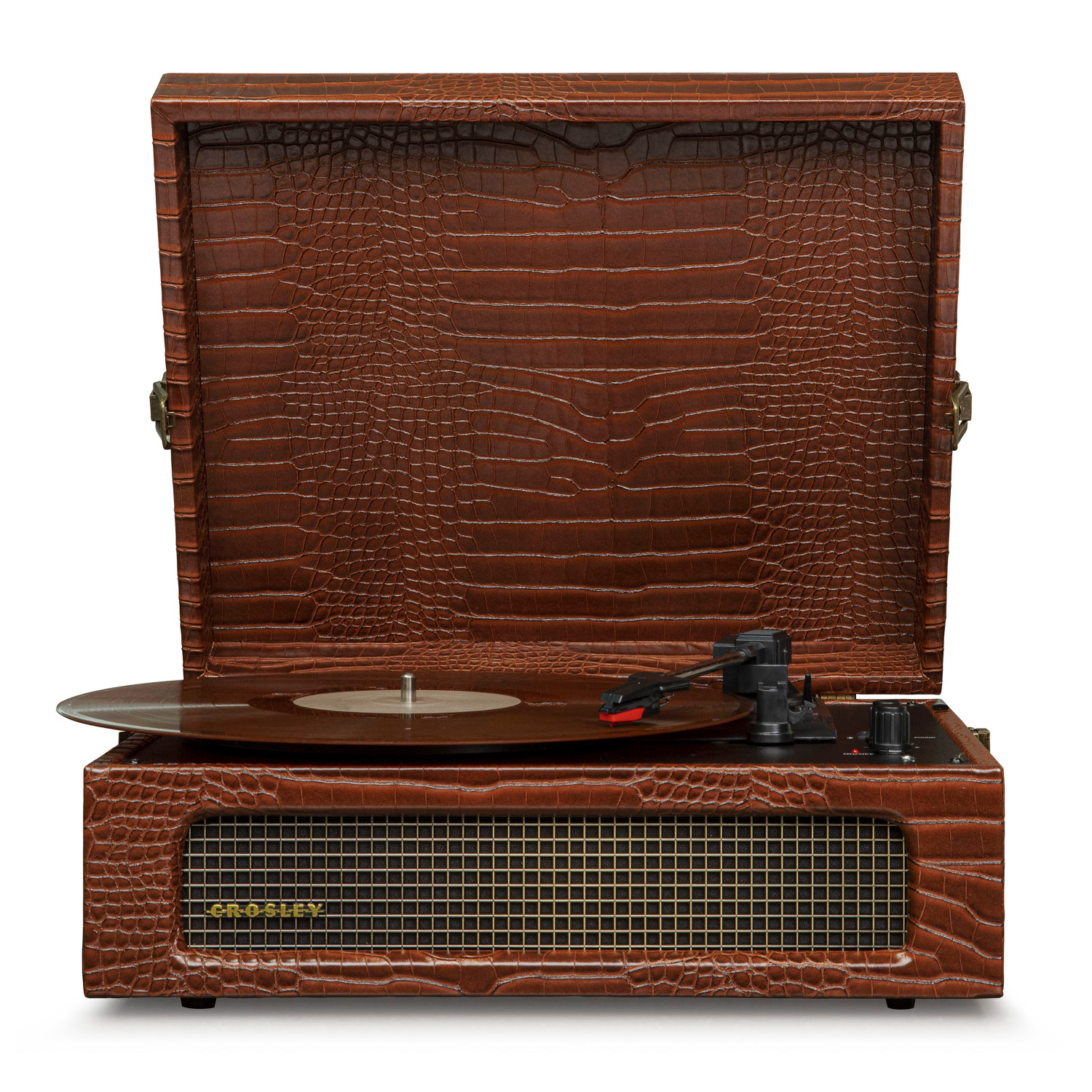 CROSLEY Crosley Voyager Brown Croc - Bluetooth Turntable & Black GPO Bluetooth Speaker - IW-CR8017BBS-BR4 shop at AUSTiC 3D Shop