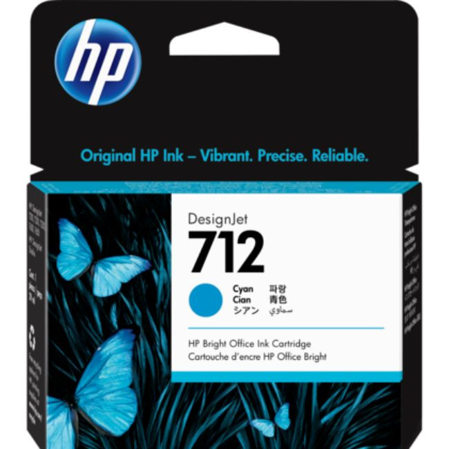 HP 712 29ml Cyan DesignJet Ink Cartridge for T230/T250/T650/Studio