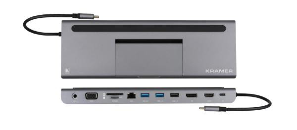 Kramer KDOCK-IT-4 Triple display USB-C docking station - USB-C to HDMI/DP/VGA, RJ45/ 2 x USB 3.0/USB 2.0/SD/microSD/PD/3.5AUX/ PD3.0 100W passthrough