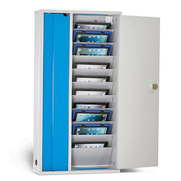 LapCabby Lyte 10 Wall for Tablets | 10-Device Wall Mounted AC Charging Cabinet for Tablets up to 11.8"; - Vertical