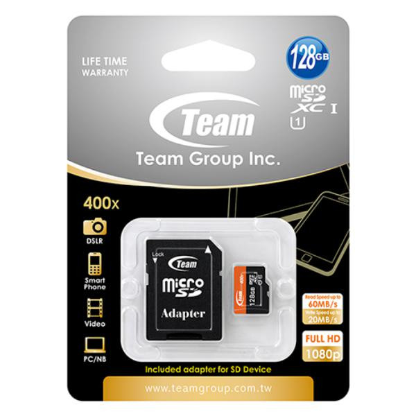 Team Group Memory Card microSDXC 128GB, UHS-I, 20MB/s Write*, with SD Adapter, Lifetime - MA-09T-MCSDXCU1128GB shop at AUSTiC 3D Shop