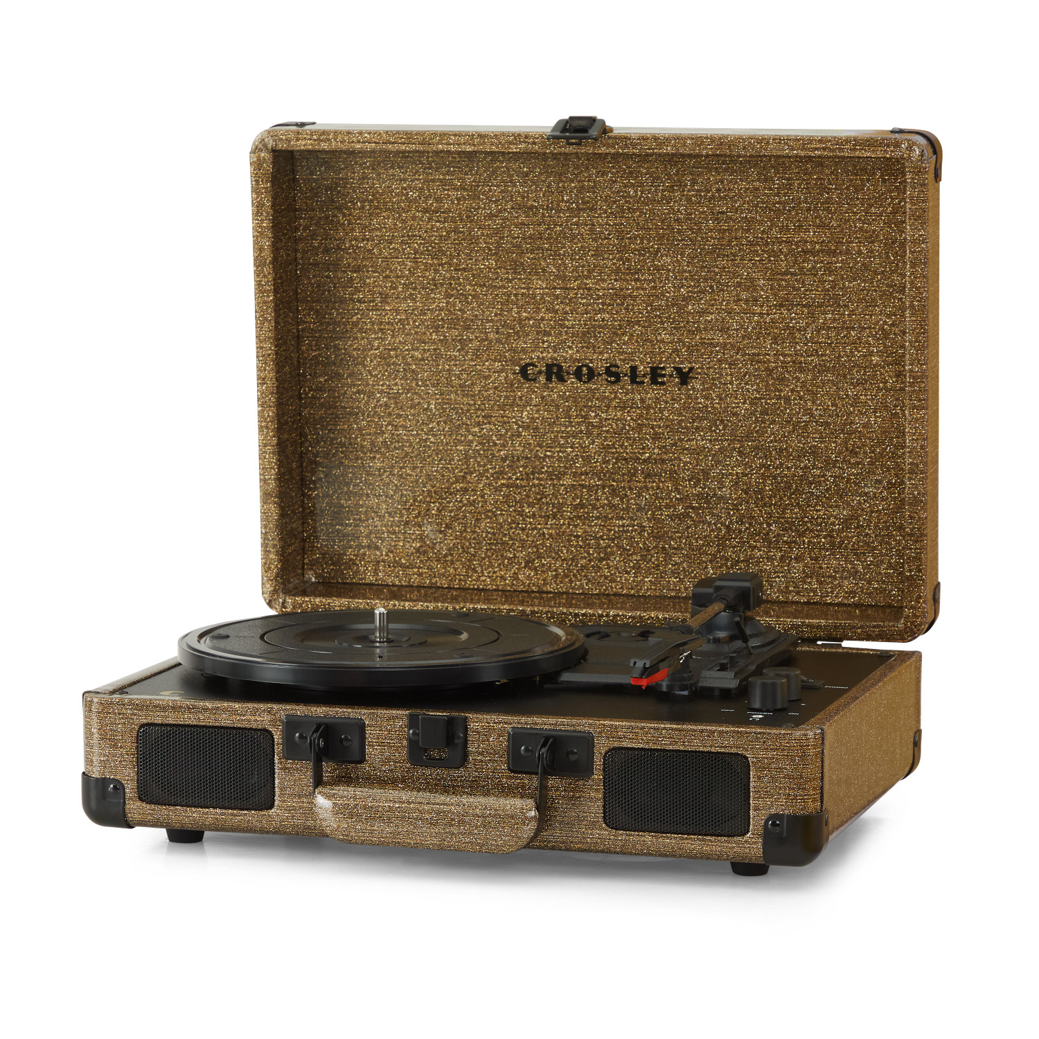 Crosley Cruiser Bluetooth Portable Turntable - Gold + Bundled Crosley Portable Bluetooth Speaker - Black
