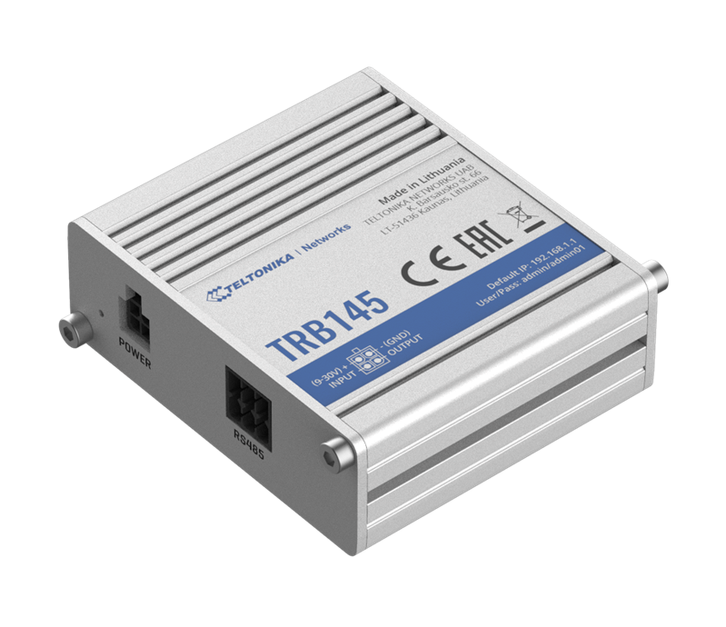 TELTONIKA TRB145 - Small, lightweight, powerful and cost-efficient Linux based LTE Industrial gateway board with RS485 interface.