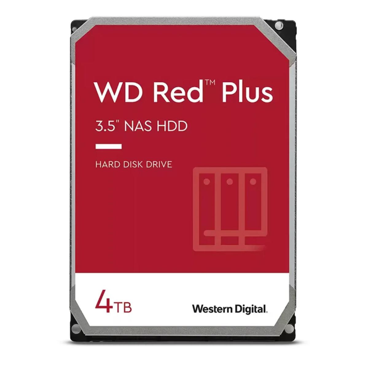 WESTERN DIGITAL Digital WD Red Plus 4TB 3.5' NAS HDD SATA III NAS Hard Drive 5400 RPM 256MB Cache 180MB/S 1mil Hours MTBF 180TB/Year (WD40EFPX)