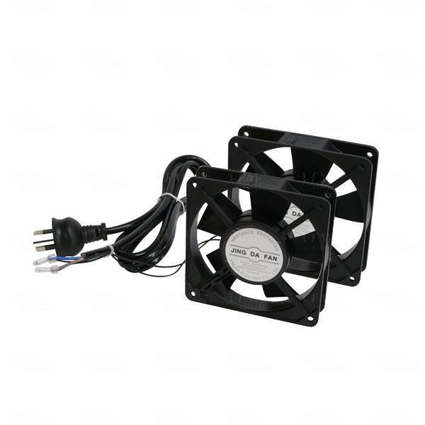 LDR 2 Way Fan Kit with power switch - 2x Fans - Black Metal Construction - For Installation in LDR Hinged & Single Section Racks