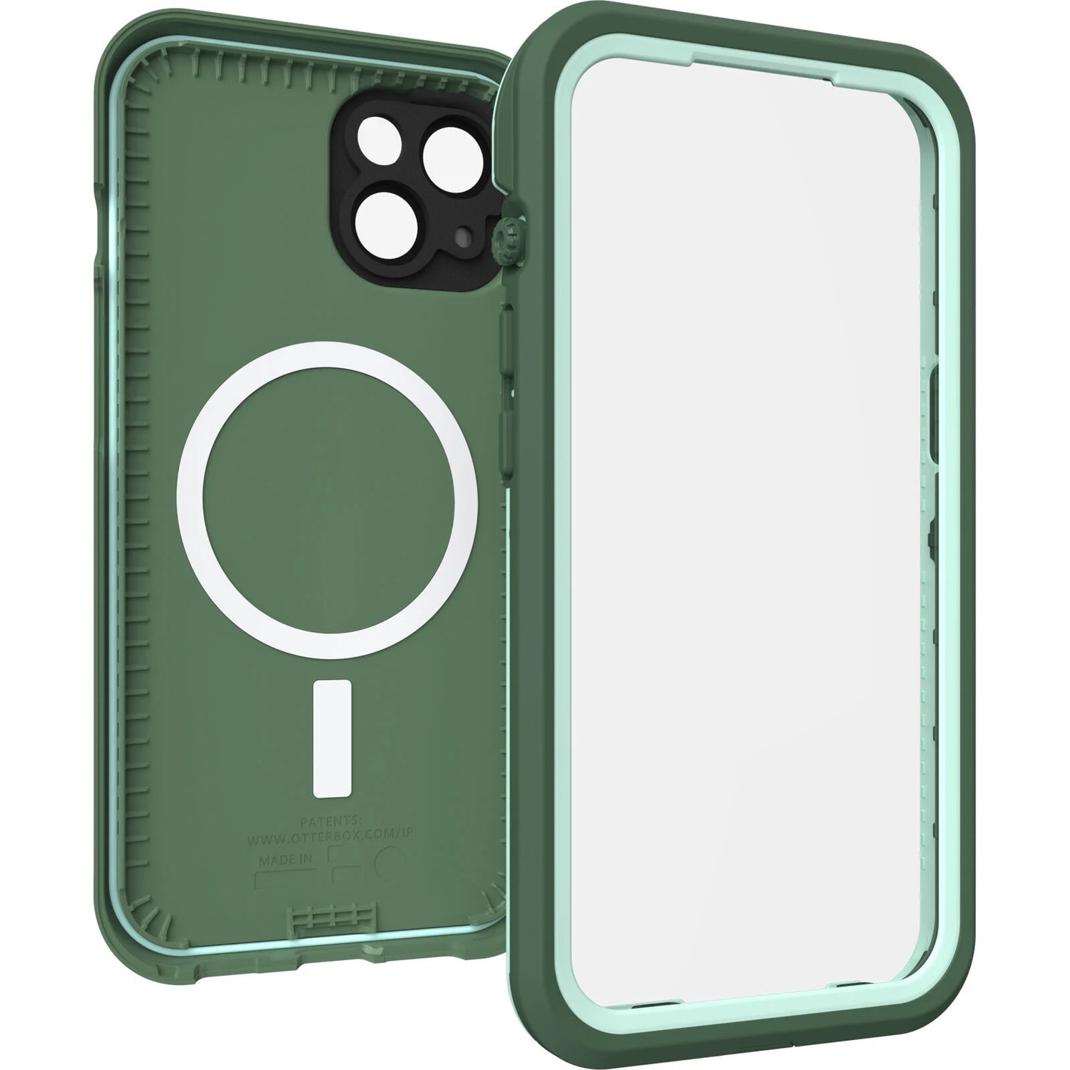 OTTERBOX Apple iPhone 14 FRE Series Case for Magsafe - Dauntless (Green) (77-90179), 5x Military Standard Drop Protection, WaterProof, 360 Protection