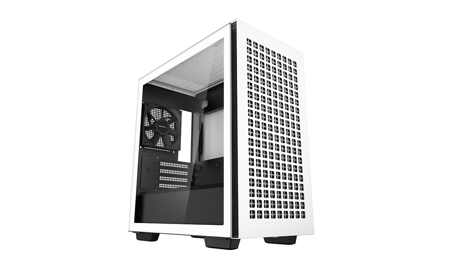DEEPCOOL CH370 WH M-ATX Case, 120mm Rear Fan Pre-Installed, Headphone Stand, up to 360mm Radiators, 2 Switching front panels