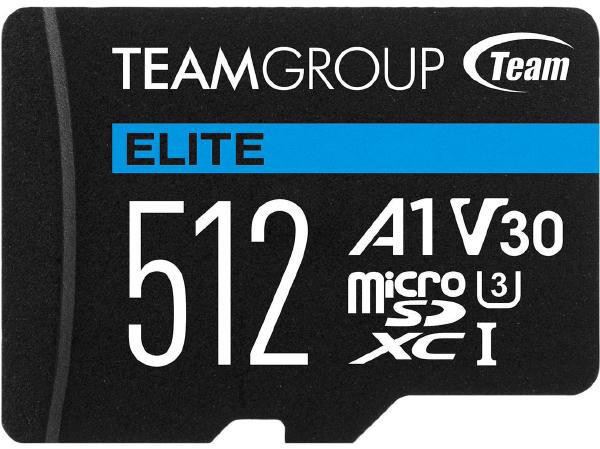 TEAM Team Group Elite A1 MicroSDXC Memory Card 512GB, R/W (Max) 100MB/s 50MB/s, 1500/500 IOPs, V30, UHS-I U3 With SD Adapter