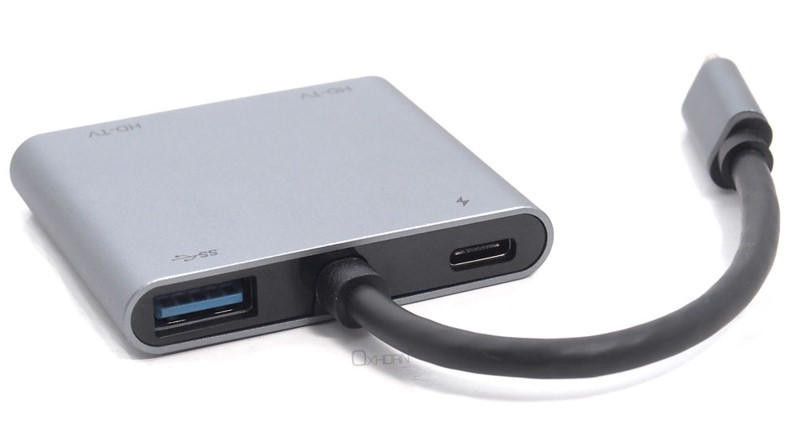 SIMPLECOM USB 3.0 Type C to 4k@30Hz 2xHDMI Display USB-C 3.0 port Multi Stream Transport Aluminum Thin Body 4 in 1 Adapter (WindowsMacChromebooks)