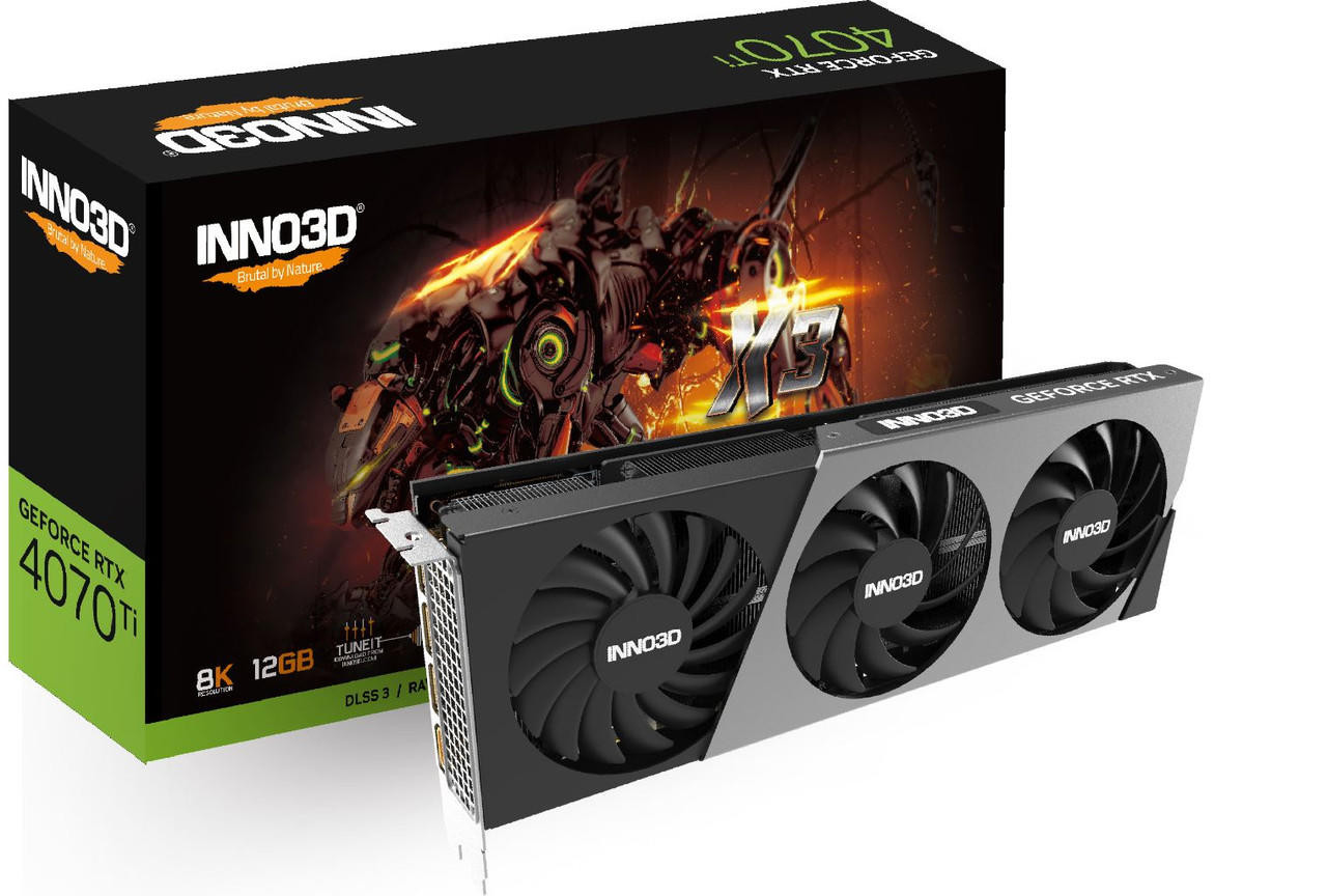 INNO3D nVidia GeForce RTX 4070 Ti X3 12GB GDDR6X, 2610MHz Boost Clock, RAM 21Gbps, 3xDP, 1xHDMI, 297x118x42mm