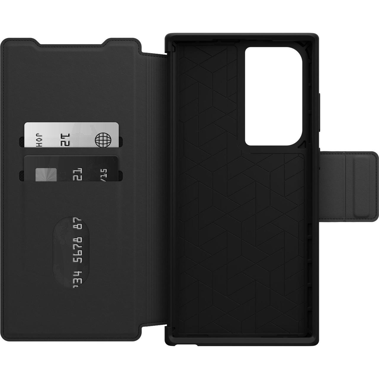 OTTERBOX Strada Samsung Galaxy S23 Ultra 5G (6.8') Case Shadow Black - (77-91185),3X Military Standard Drop Protection,Leather Folio Cover,Card Holder