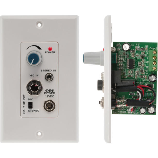 PRO2 STEREO AUDIO AMP - WALL PLATE FOR IN CEILING PASSIVE SPEAKER D-CLASS AMP 15W RMS  0.06 THD