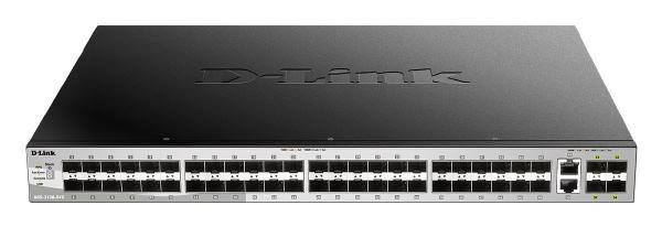 D-LINK D-Link 54 port Stackable Gigabit Switch with 48 SFP ports and 4 10 Gigabit SFP+ ports and 2 10GBASE-T ports.