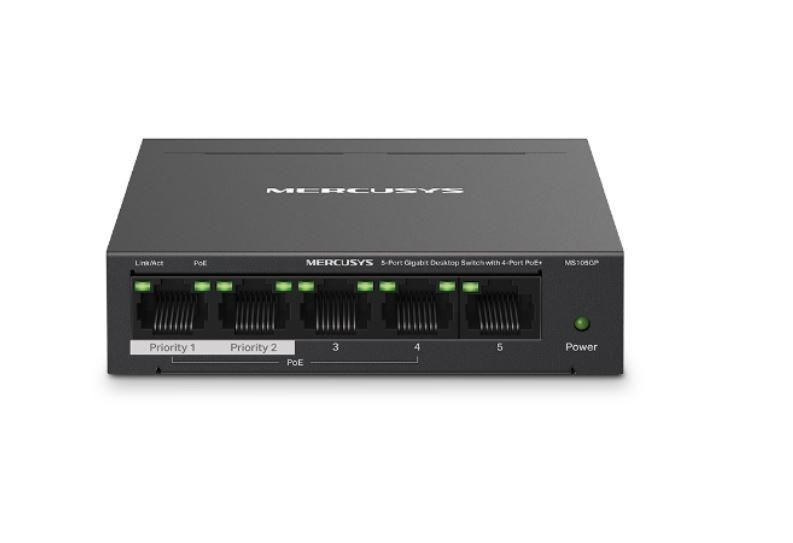 TP-LINK MS105GP 5-Port Gigabit Desktop Switch with 4-Port PoE+, 10/100/1000 Mbps RJ45 ports, Up to 250 m