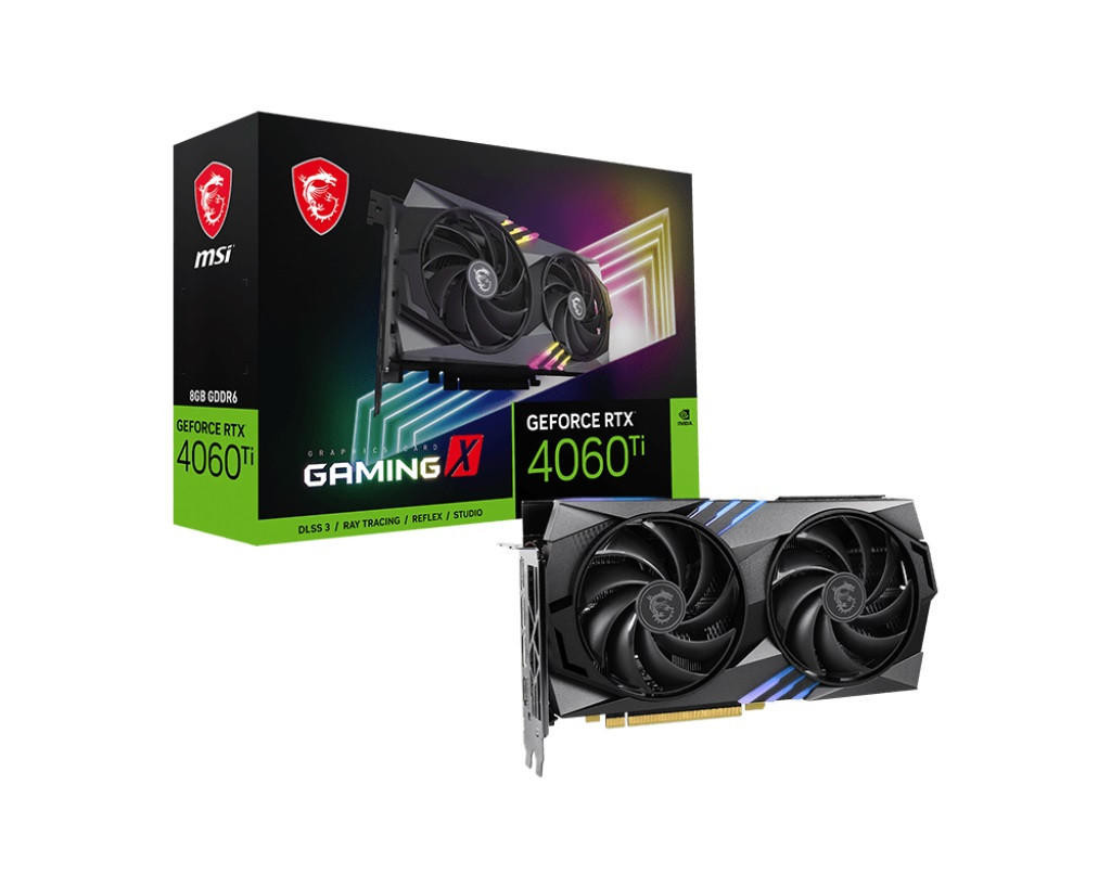  MSI nVidia GeForce RTX 4060 Ti GAMING X 8G Video Card 2655 MHz Boost Clock, 8GB GDDR6,DisplayPort x 3 (v1.4a),HDMI x 1 