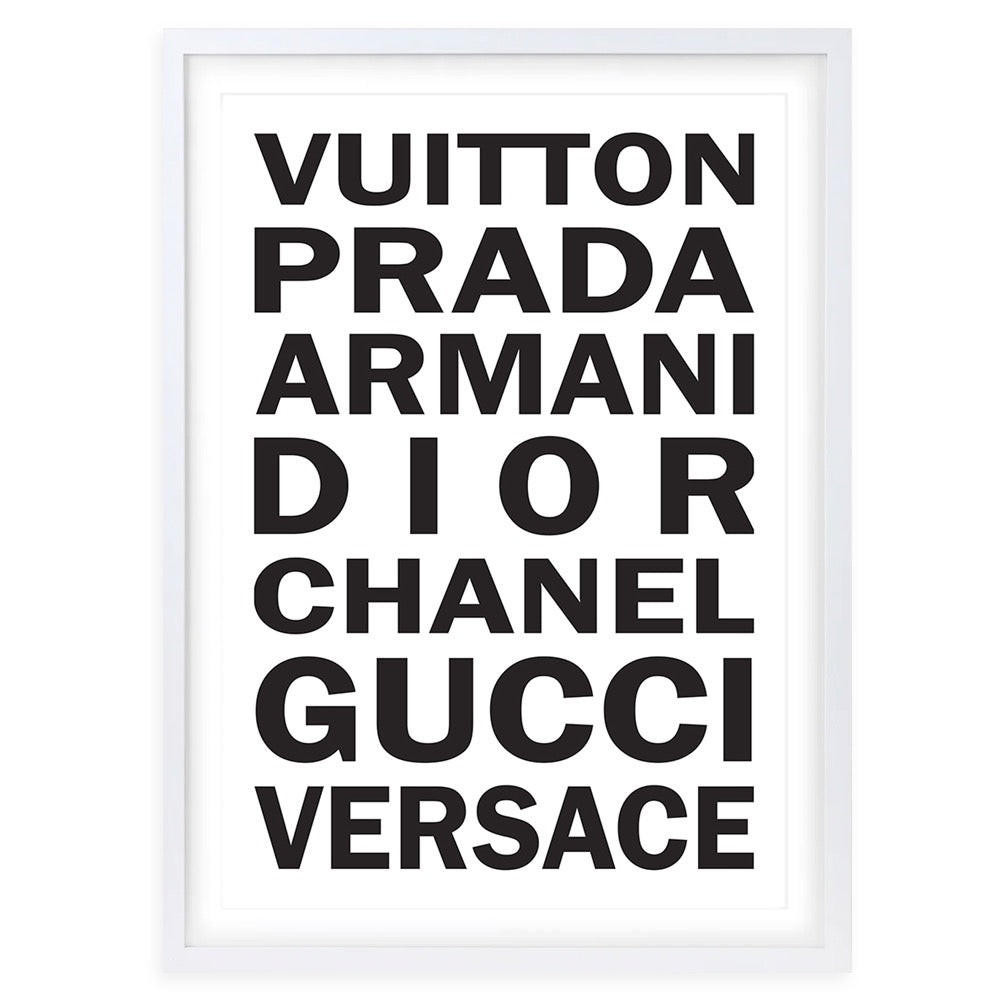  Wall Art's Fashion Names Bold Large 105cm x 81cm Framed A1 Art Print 