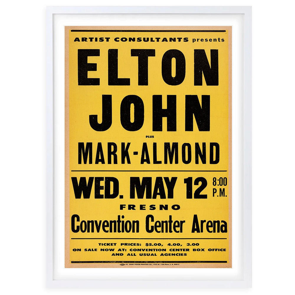  Wall Art's Elton John - Convention Center - 1971 Large 105cm x 81cm Framed A1 Art Print 