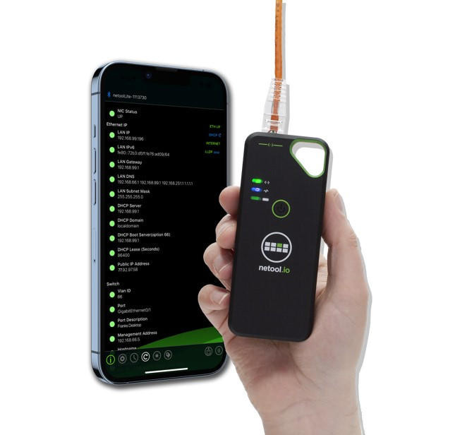  NETOOL Lite - Bluetooth and WiFi Connectivity, Detect Ethernet switch port info and DHCP, Test for internet access, 802.1X Authentication Testing 