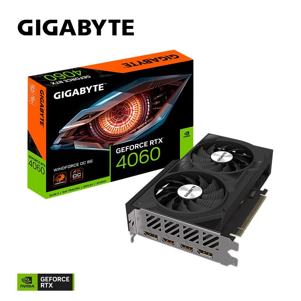 GIGABYTE nVidia GeForce RTX 4060 WF2 OC-8GD 1.0 GDDR6 Video Card, PCI-E 4.0, TBD Core Clock, 2x DP 1.4a, 2x HDMI 2.1a