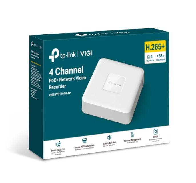 TP-LINK VIGI NVR1104H-4P 4 Channel PoE+ Network Video Recorder, 24/7 Continuous Recording, 4K HDMI Video Output & 16MP Decoding Capacity (LD)
