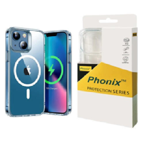 PHONIX Apple iPhone 15 (6.1') Clear Rock Shockproof Case With Magenta Safe